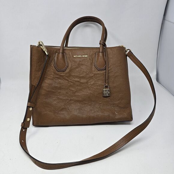 Michael‎ Kors Mercer Large Pebbled-Leather Satchel /Tote (Acorn) 30F6GM9T3L-230 - Picture 1 of 7